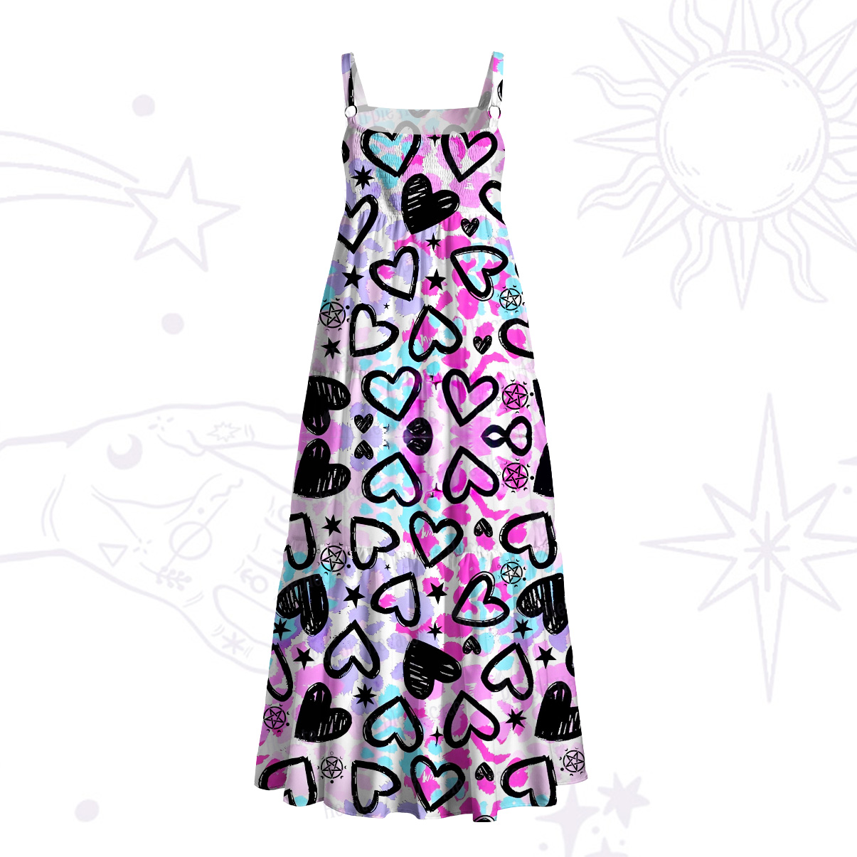 Purplehecate Heartful Magic Wide Straps Maxi Dress