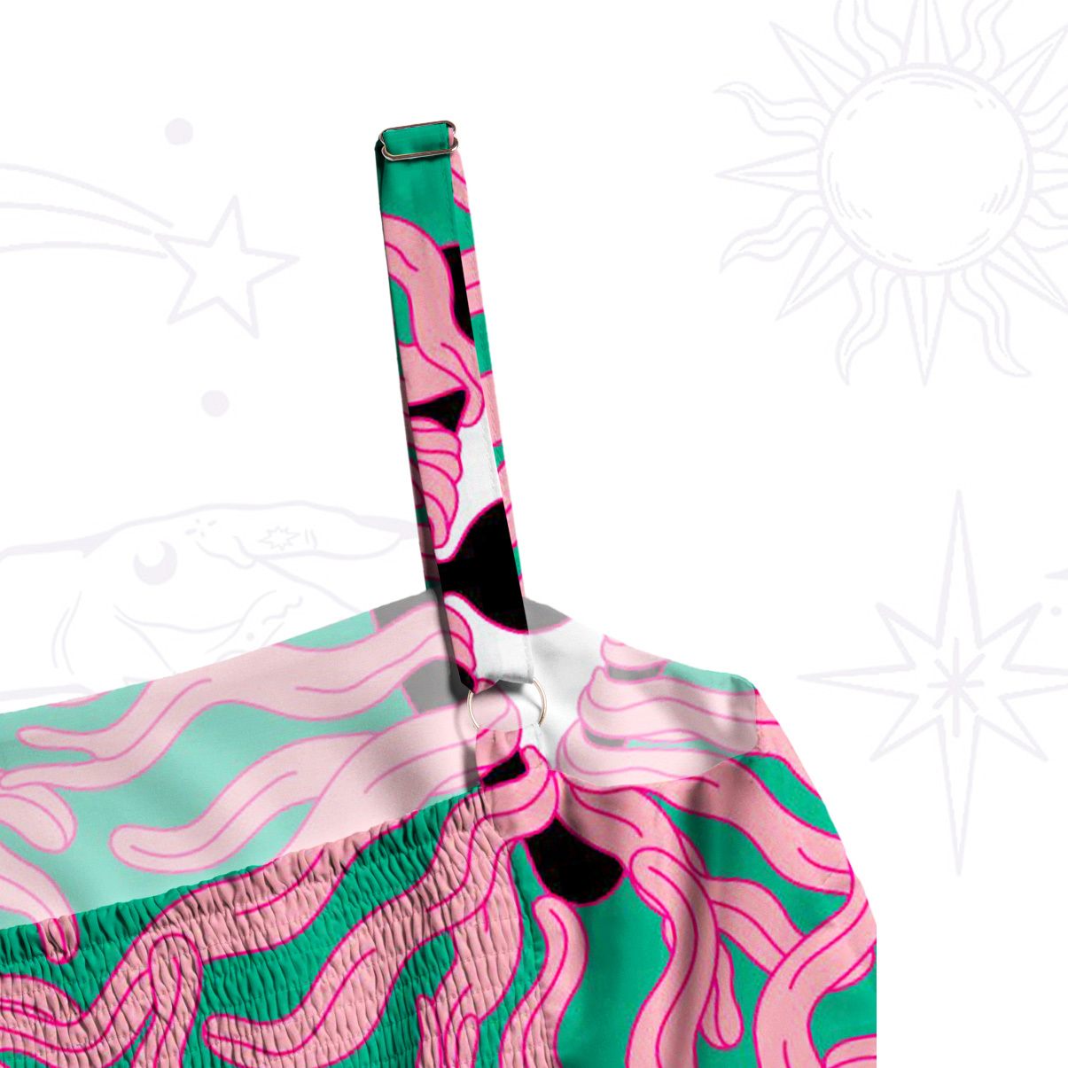 Purplehecate Psychedelic Wave Eyes Wide Straps Maxi Dress