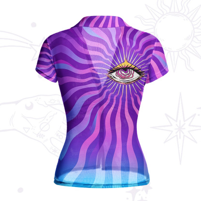 Purplehecate Sacred Eye Energy Flow Mesh Button Up Top