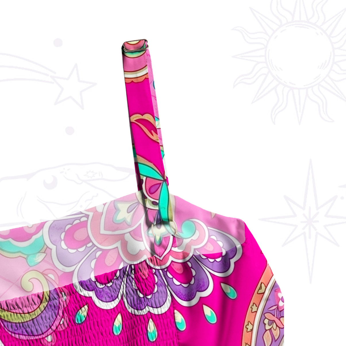 Purplehecate Shadow of the Datura Wide Straps Maxi Dress