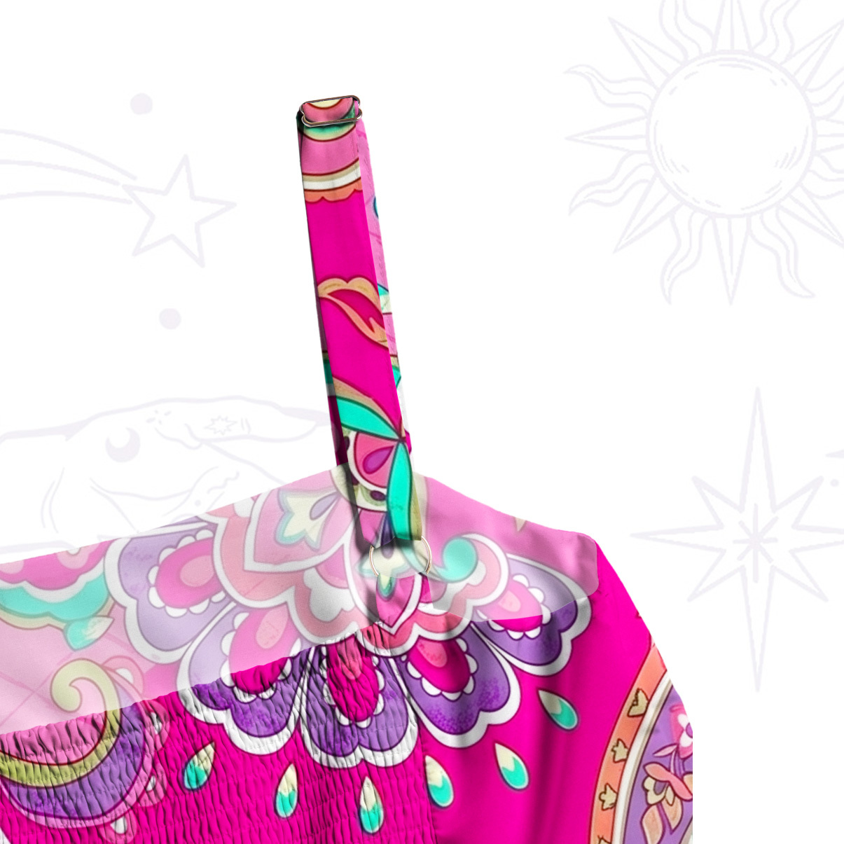 Purplehecate Shadow of the Datura Wide Straps Maxi Dress