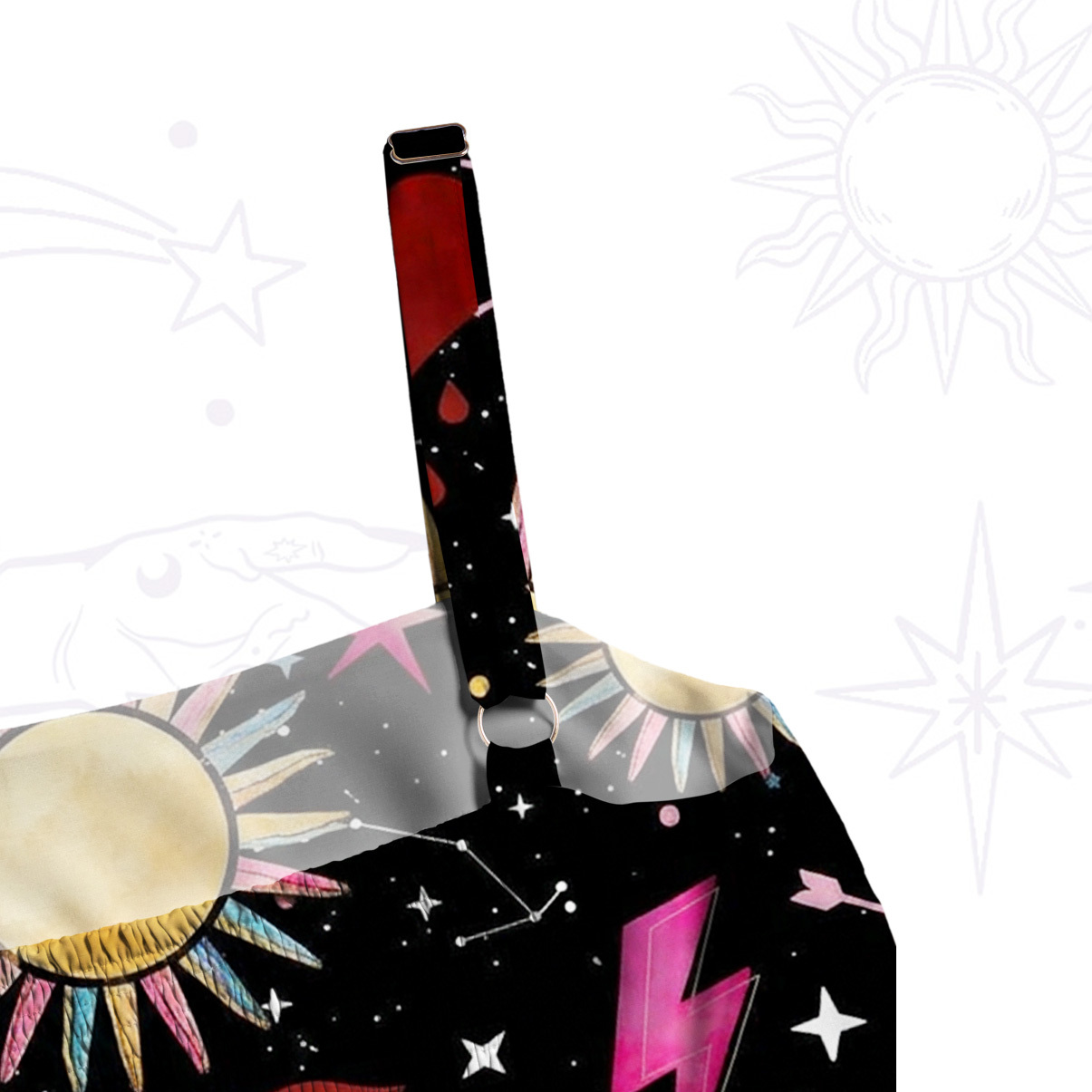 Purplehecate Celestial Night of Stars  & Hearts Wide Straps Maxi Dress