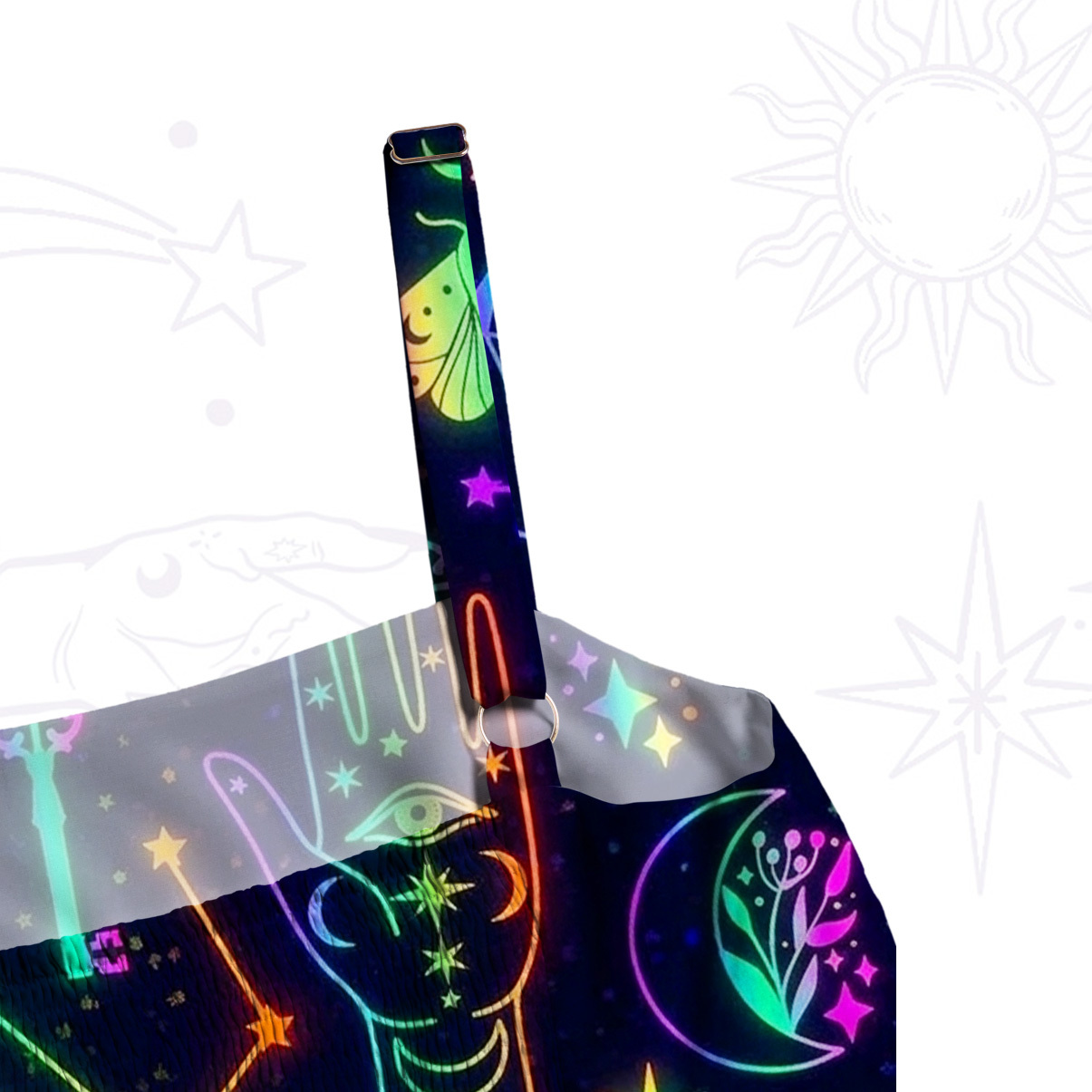 Purplehecate Blacklight Butterfly Wide Straps Maxi Dress