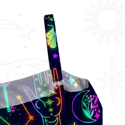 Purplehecate Blacklight Butterfly Wide Straps Maxi Dress