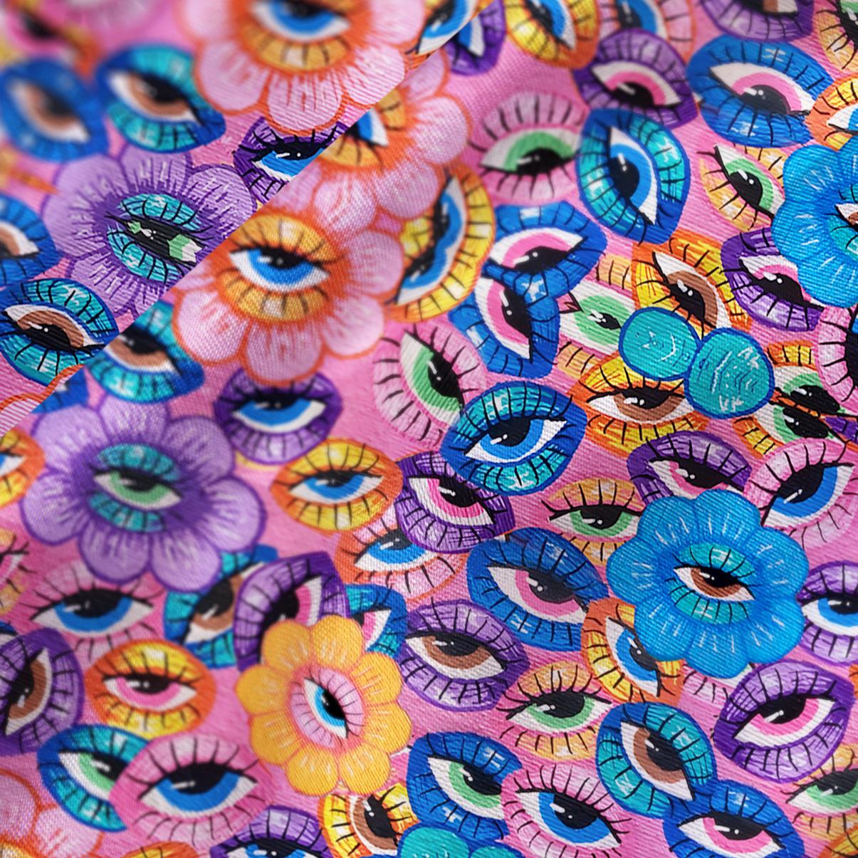 Purplehecate Psyche Eyes Satin Cross Back Mini Dress