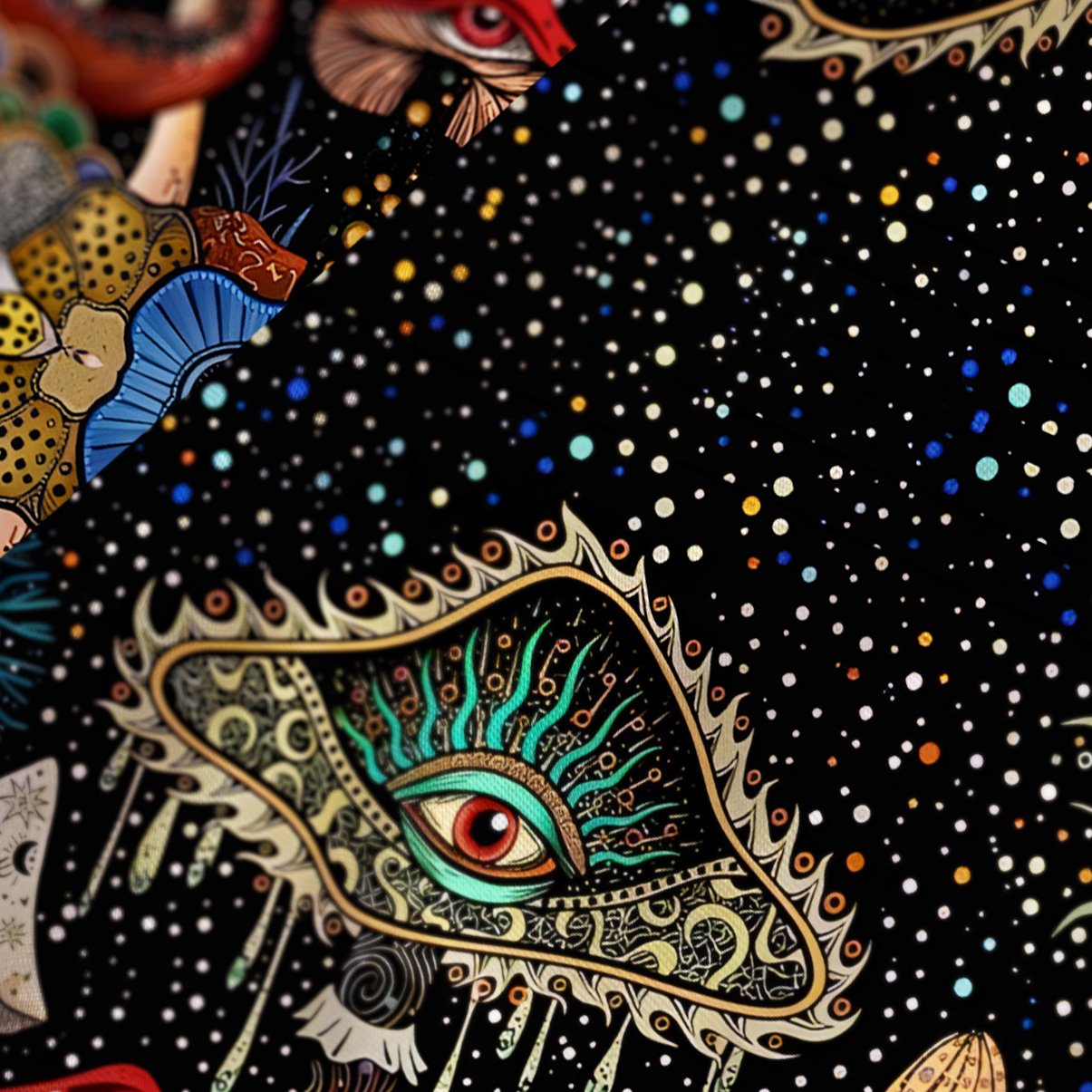 Purplehecate The Eyes of Nature Satin Cross Back Mini Dress