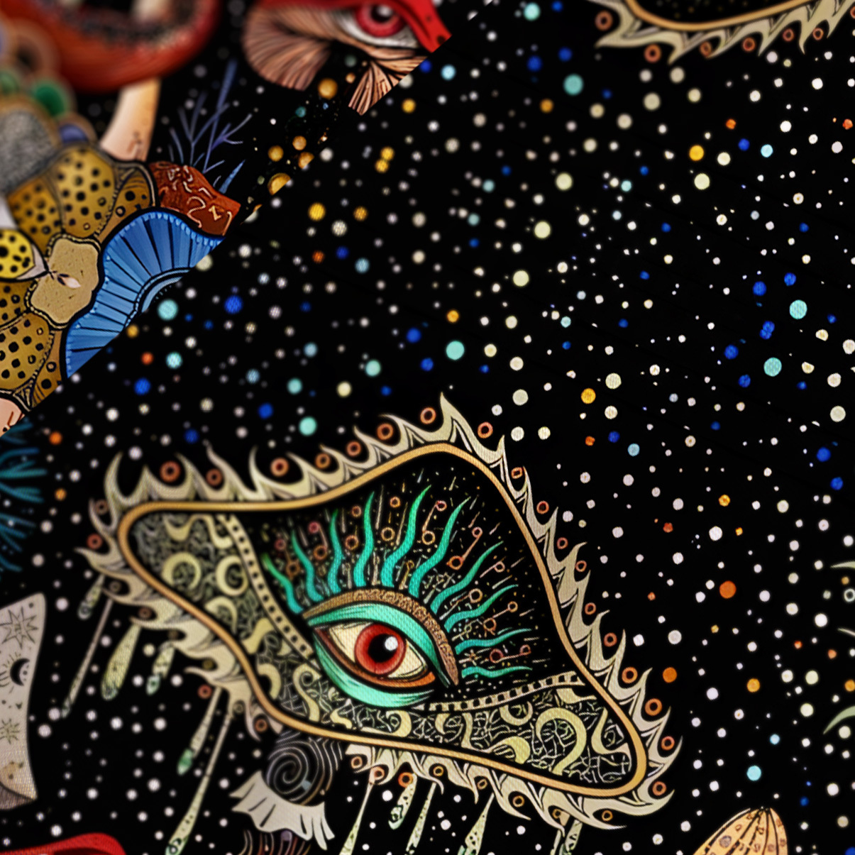 Purplehecate The Eyes of Nature Satin Cross Back Mini Dress