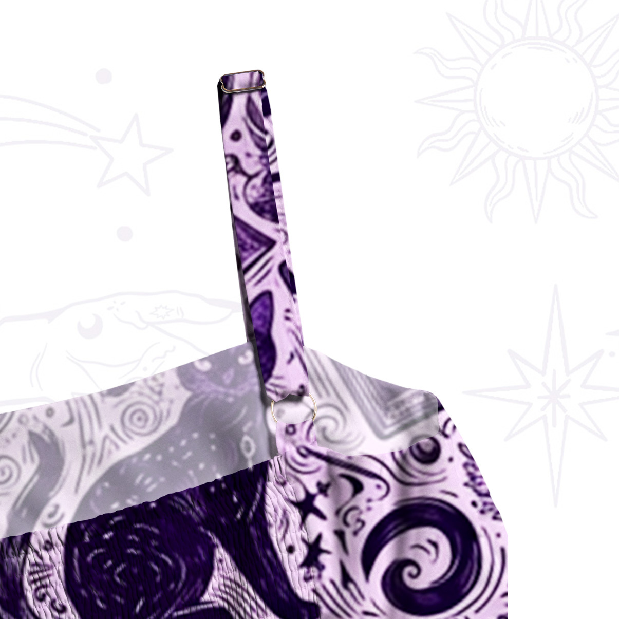 Purplehecate Midnight Black Cat Witch Potion Wide Straps Maxi Dress