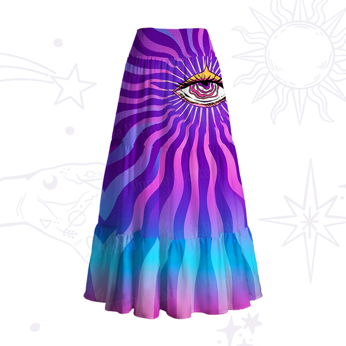 Purplehecate Sacred Eye Energy Flow Convertible Maxi Skirt
