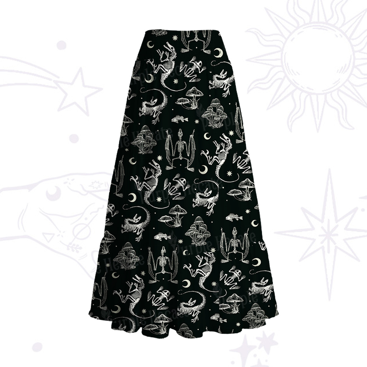 Purplehecate Prehistoric Fantasy Convertible Maxi Skirt