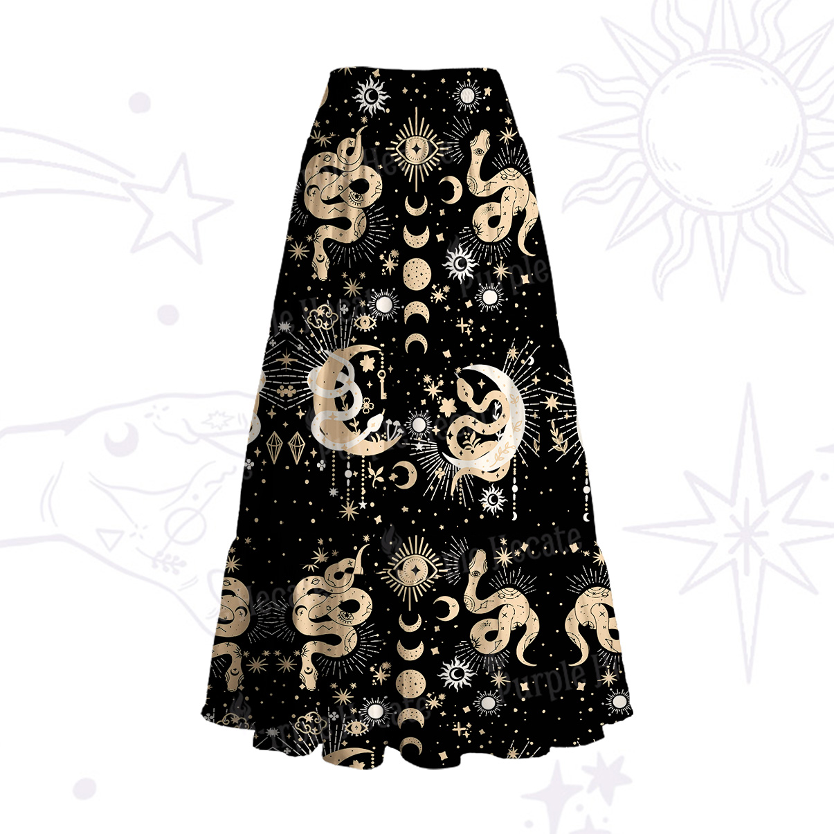 Purplehecate Divine Serpent Under the Moon Convertible Maxi Skirt