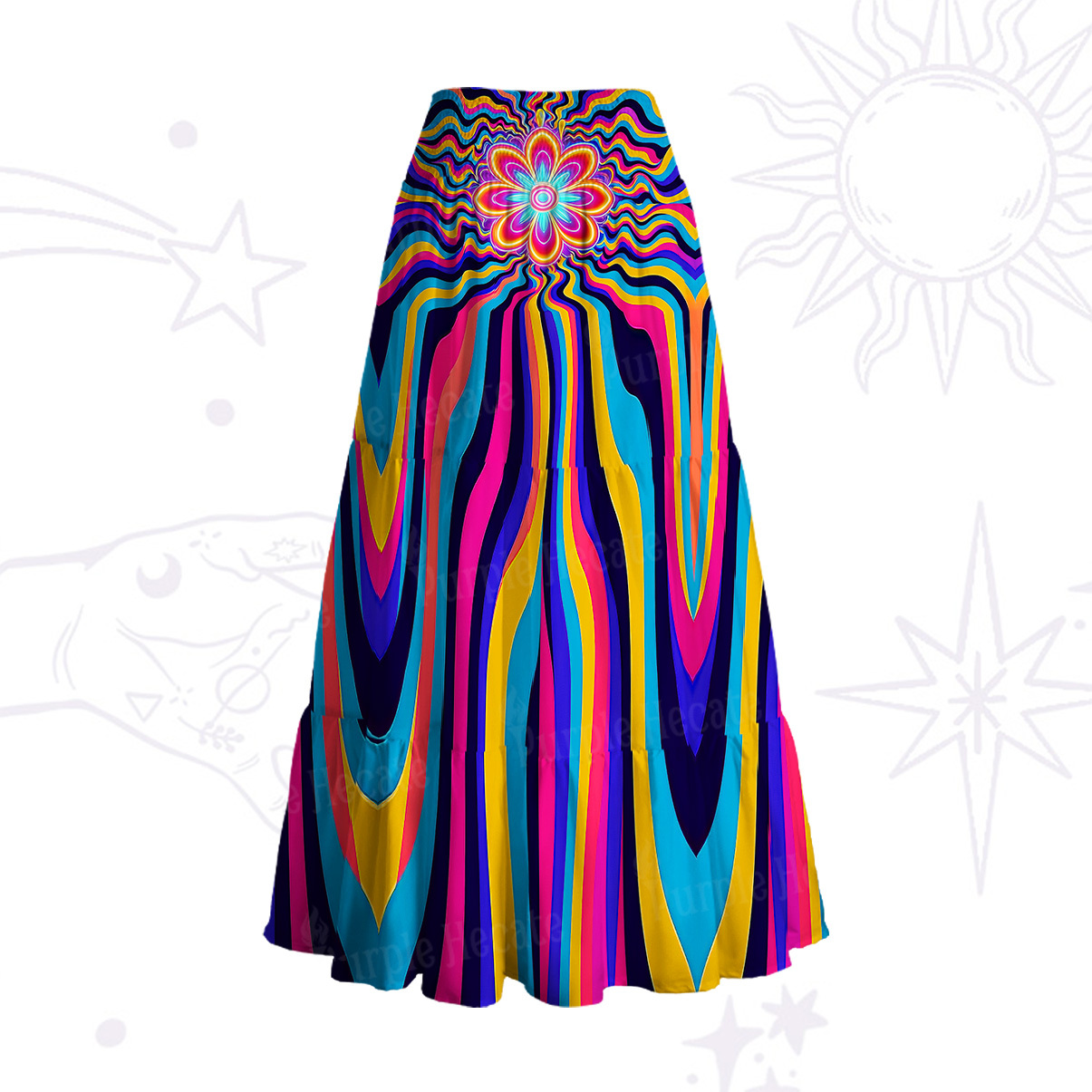 Purplehecate Psychedelic Bloom Convertible Maxi Skirt
