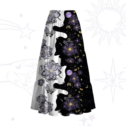 Purplehecate Starlit Cats & Butterflies Convertible Maxi Skirt
