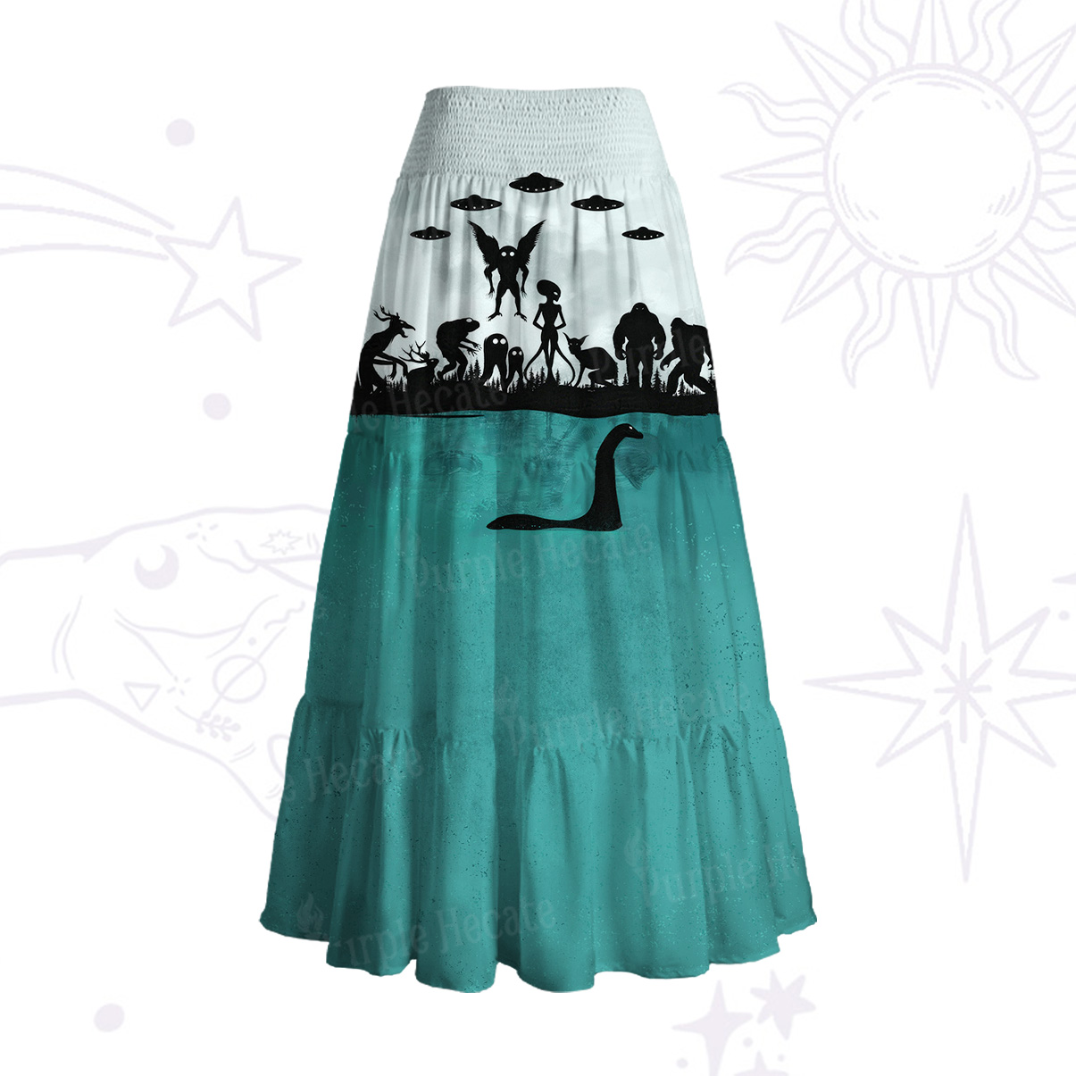 Purplehecate Alien Lake Monster Encounter Convertible Maxi Skirt