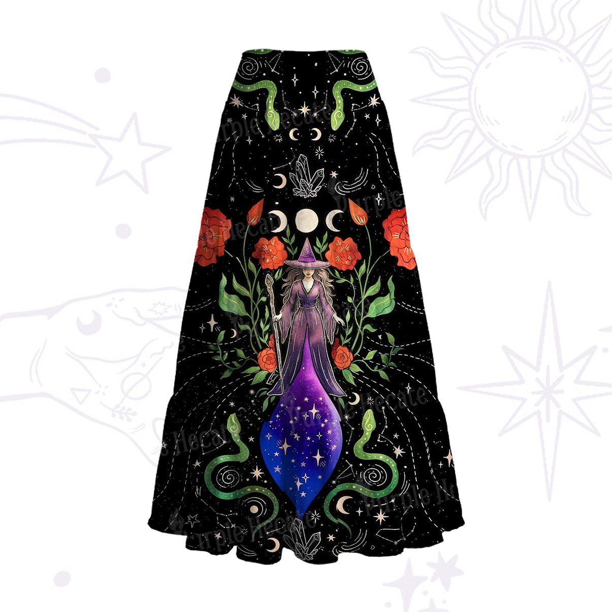 Purplehecate Moon Witch Garden Convertible Maxi Skirt