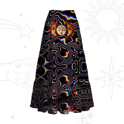 Purplehecate Psychedelic Sun and Moon Convertible Maxi Skirt