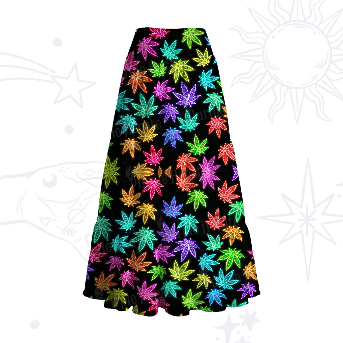 Purplehecate Trippy Weed Convertible Maxi Skirt