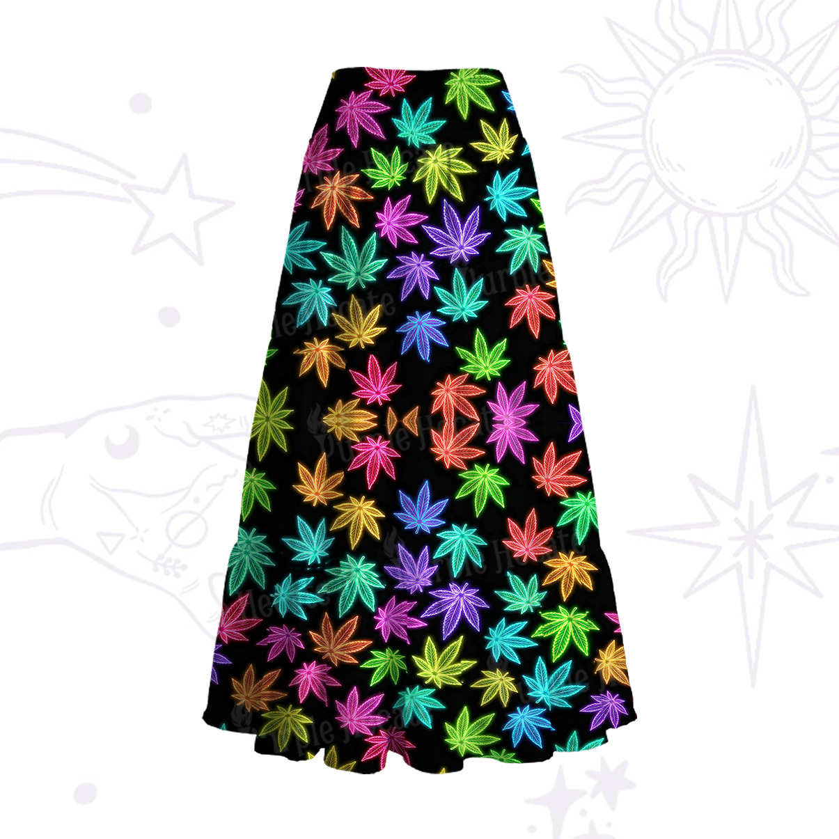 Purplehecate Trippy Weed Convertible Maxi Skirt