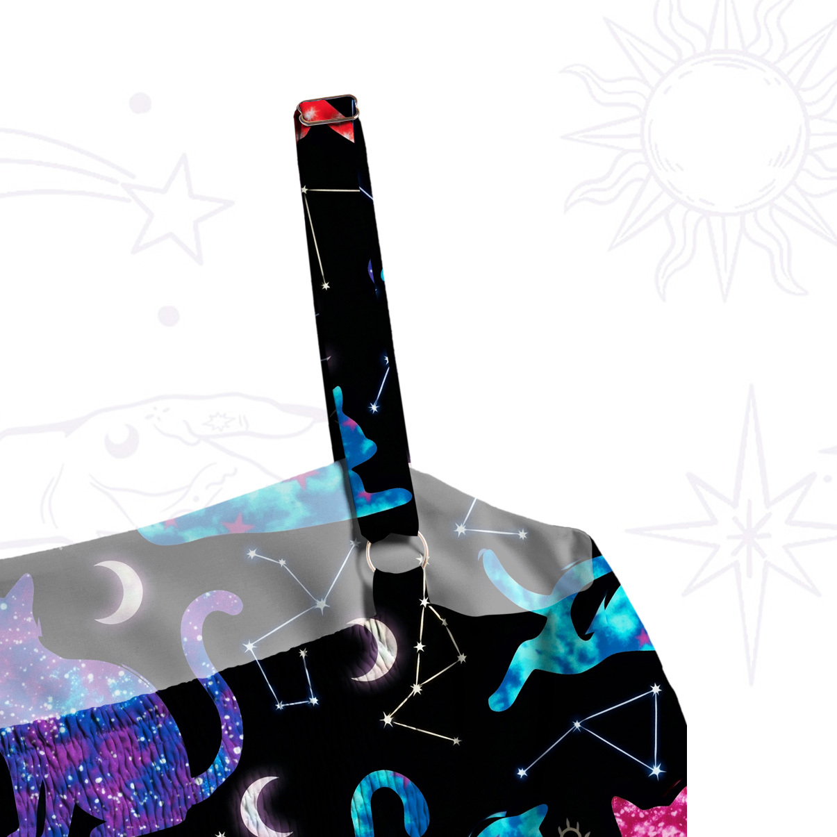 Purplehecate Zodiac Cats Wide Straps Maxi Dress