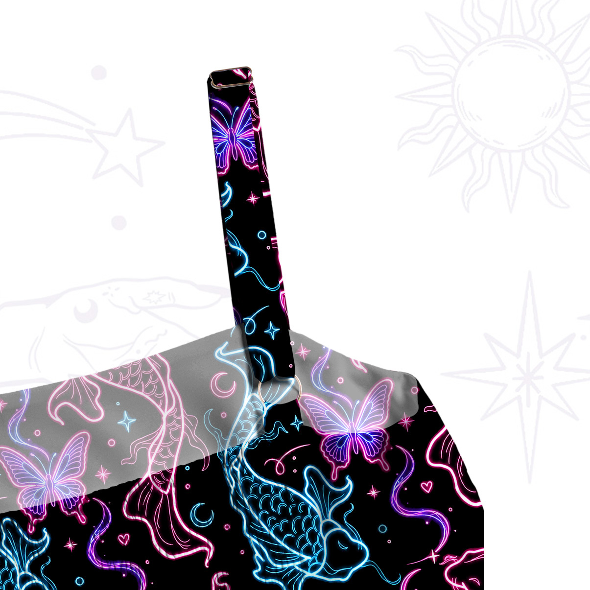 Purplehecate Neon Zodiac Pisces Wide Straps Maxi Dress