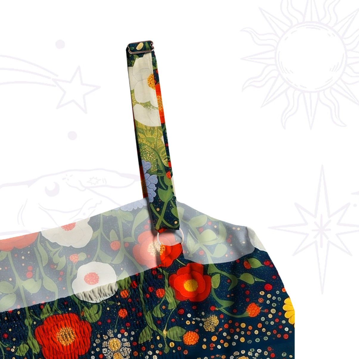 Purplehecate Vintage The Cat in Bloom Wide Straps Maxi Dress