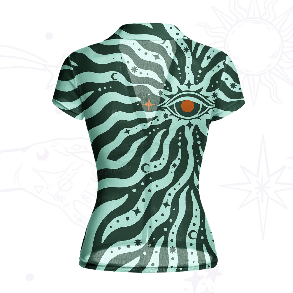 Purplehecate Green Vision Illusion Mesh Button Up Top