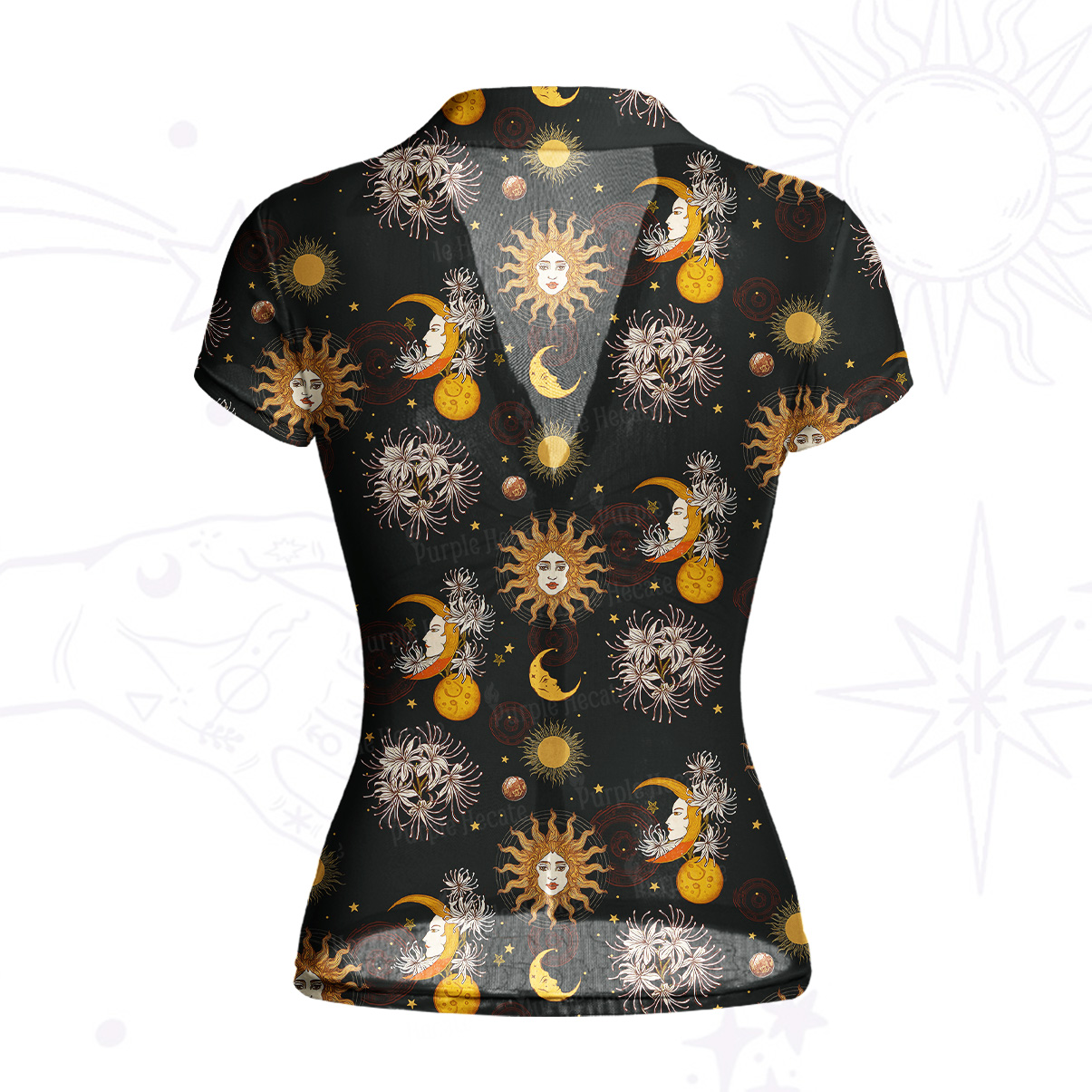 Purplehecate Stellar Symphony Mesh Button Up Shirt