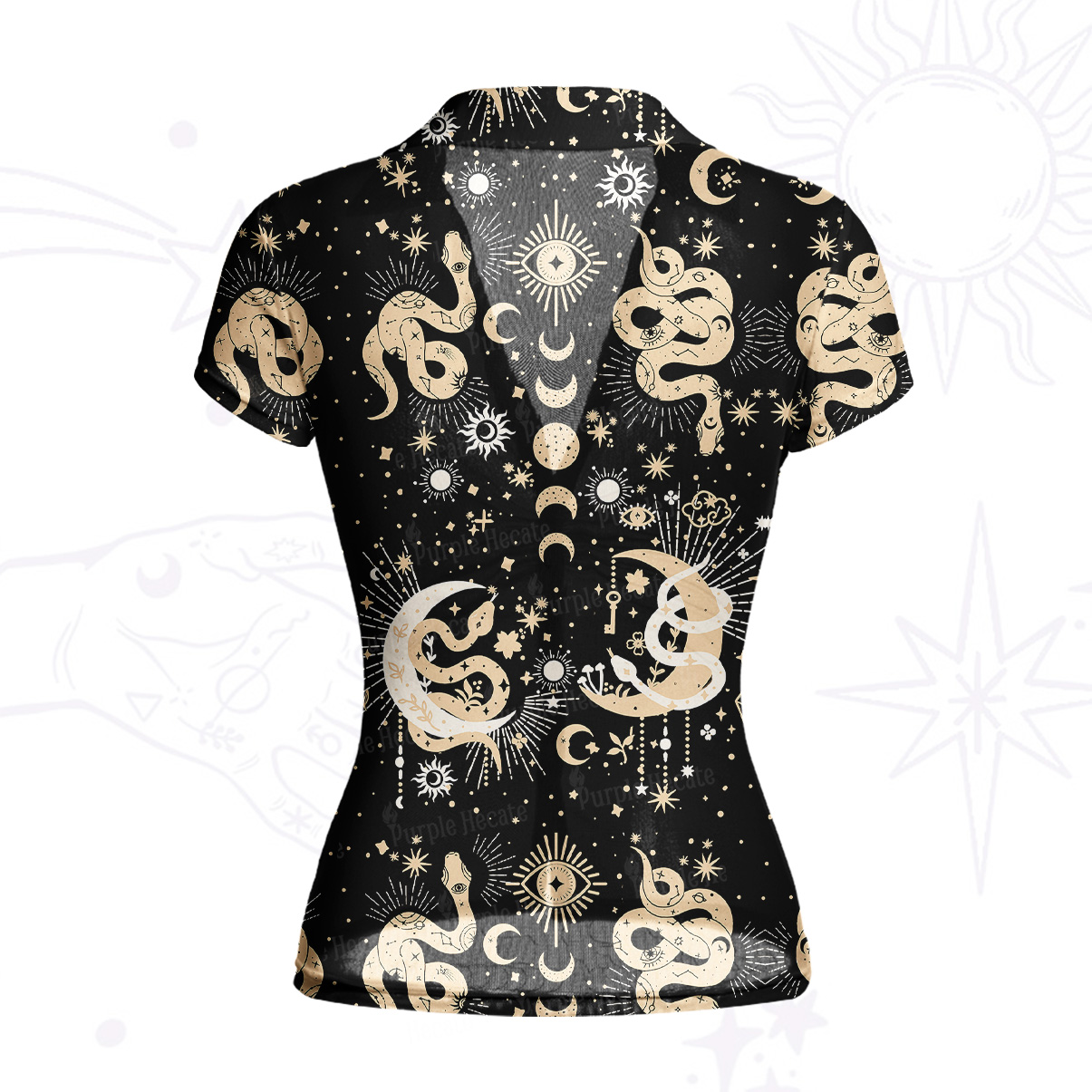 Purplehecate Divine Serpent Under the Moon Mesh Button Up Top