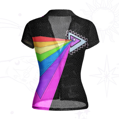 Purplehecate Prism of Rainbow Wavy Mesh Button Up Shirt