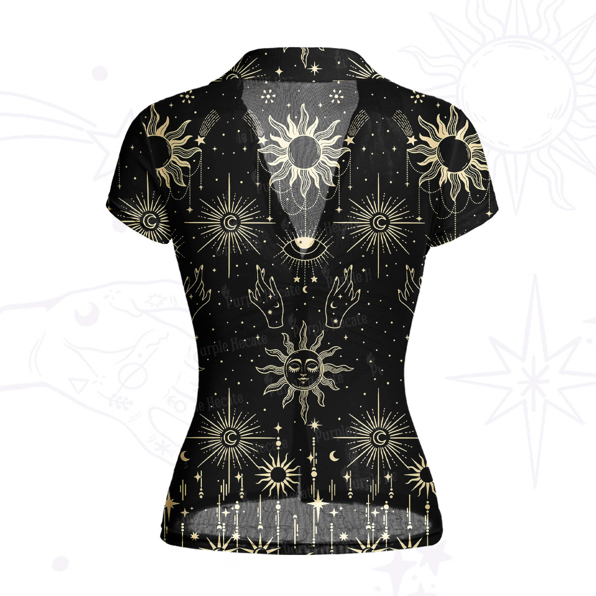 Purplehecate Solar Oracle Mesh Button Up Top