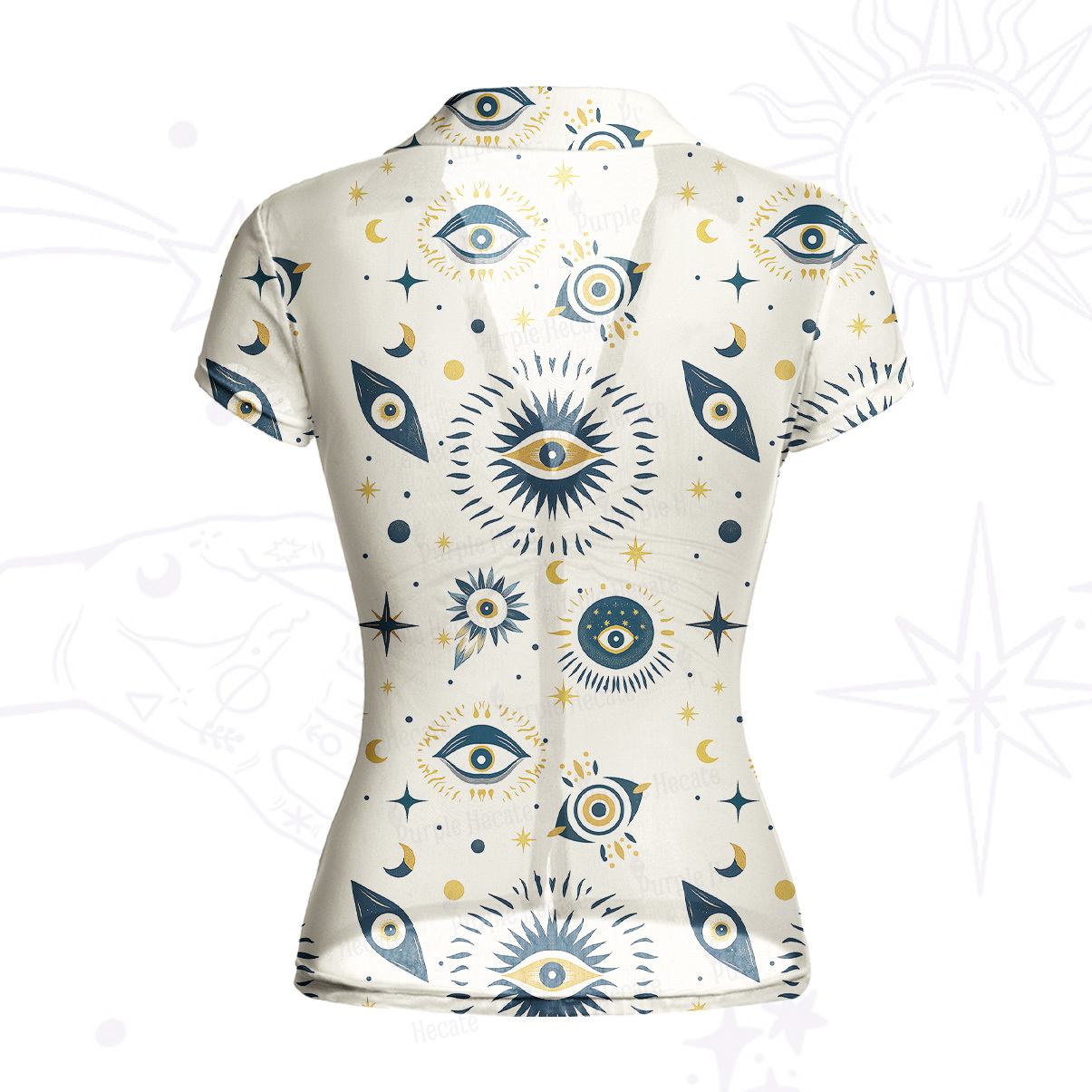 Purplehecate Sun Eye Mesh Button Up Shirt
