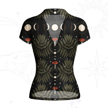 Purplehecate Moonlit Mushroom Gown Mesh Button Up Top