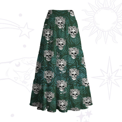 Purplehecate Rose Skull Convertible Maxi Skirt