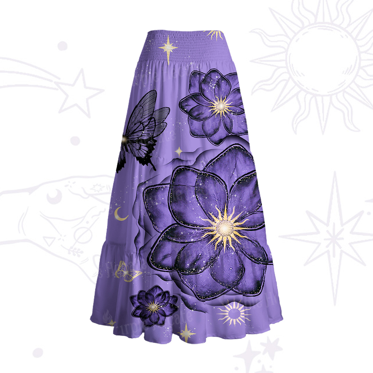 Purplehecate Moonlit Petals and Wings Convertible Maxi Skirt