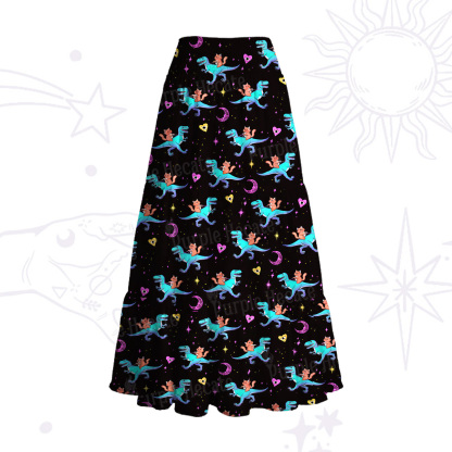 Purplehecate Witch Cat Rides the Dino Convertible Maxi Skirt