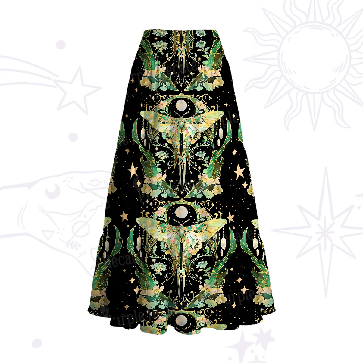 Purplehecate Moon Moth Rave Convertible Maxi Skirt