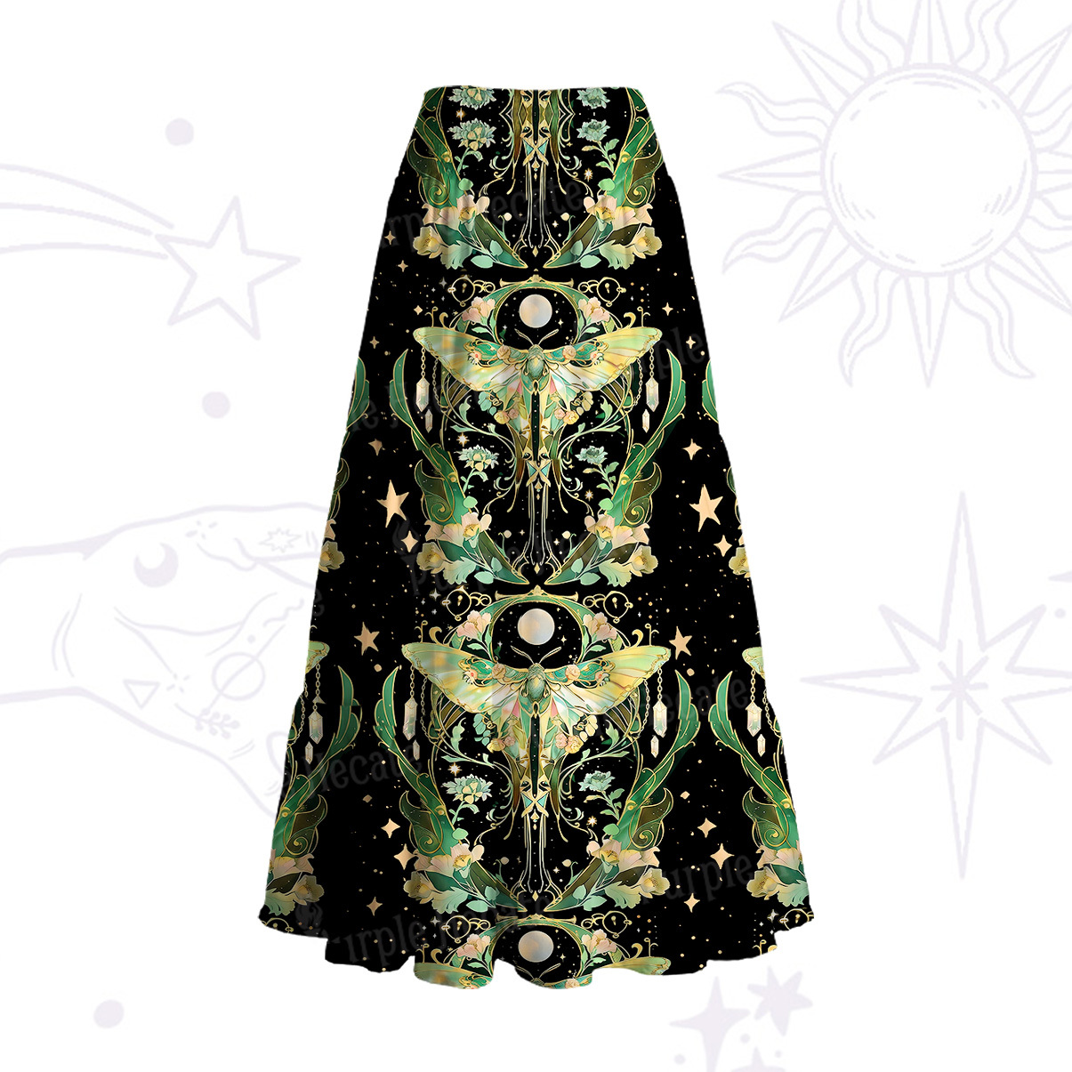 Purplehecate Moon Moth Rave Convertible Maxi Skirt