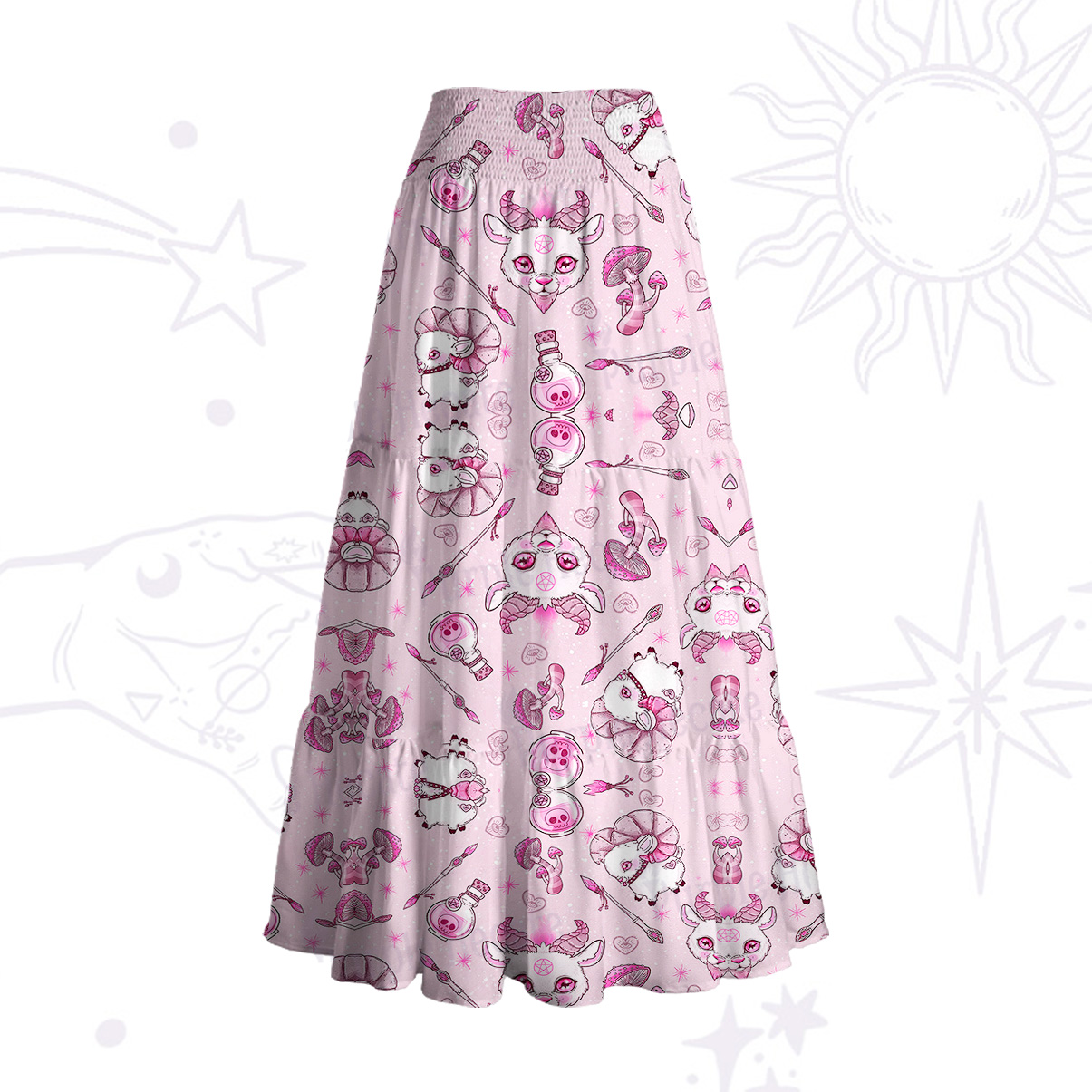 Purplehecate Pastel Occult Goat Convertible Maxi Skirt