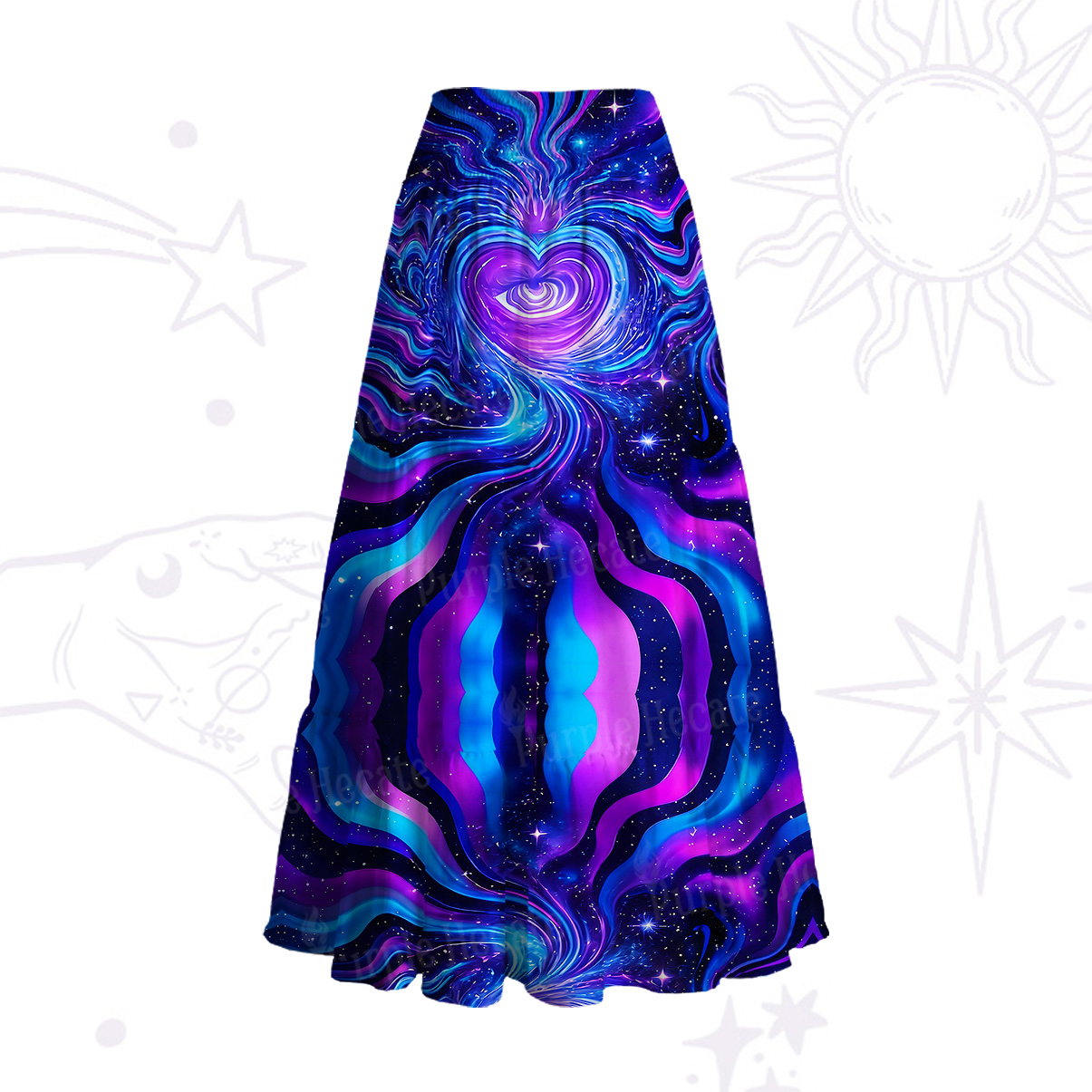Purplehecate Cosmic Heart Convertible Maxi Skirt
