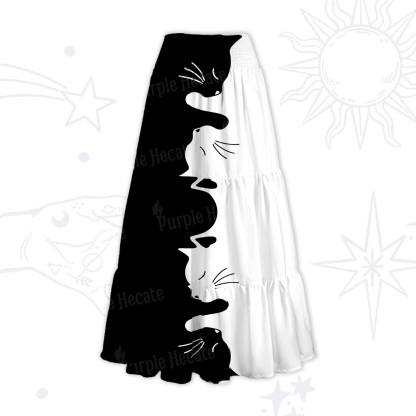 Purplehecate Yin Yang Cat Lover Convertible Maxi Skirt