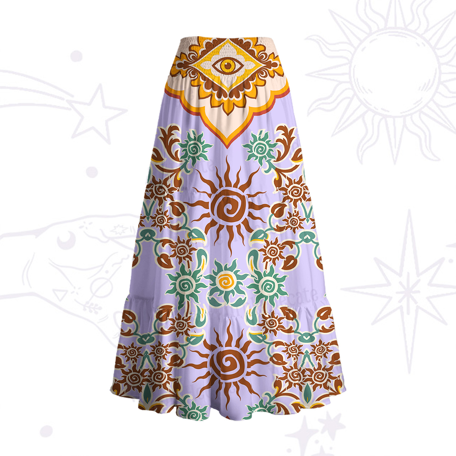 Purplehecate Solar Whispers Witch Convertible Maxi Skirt