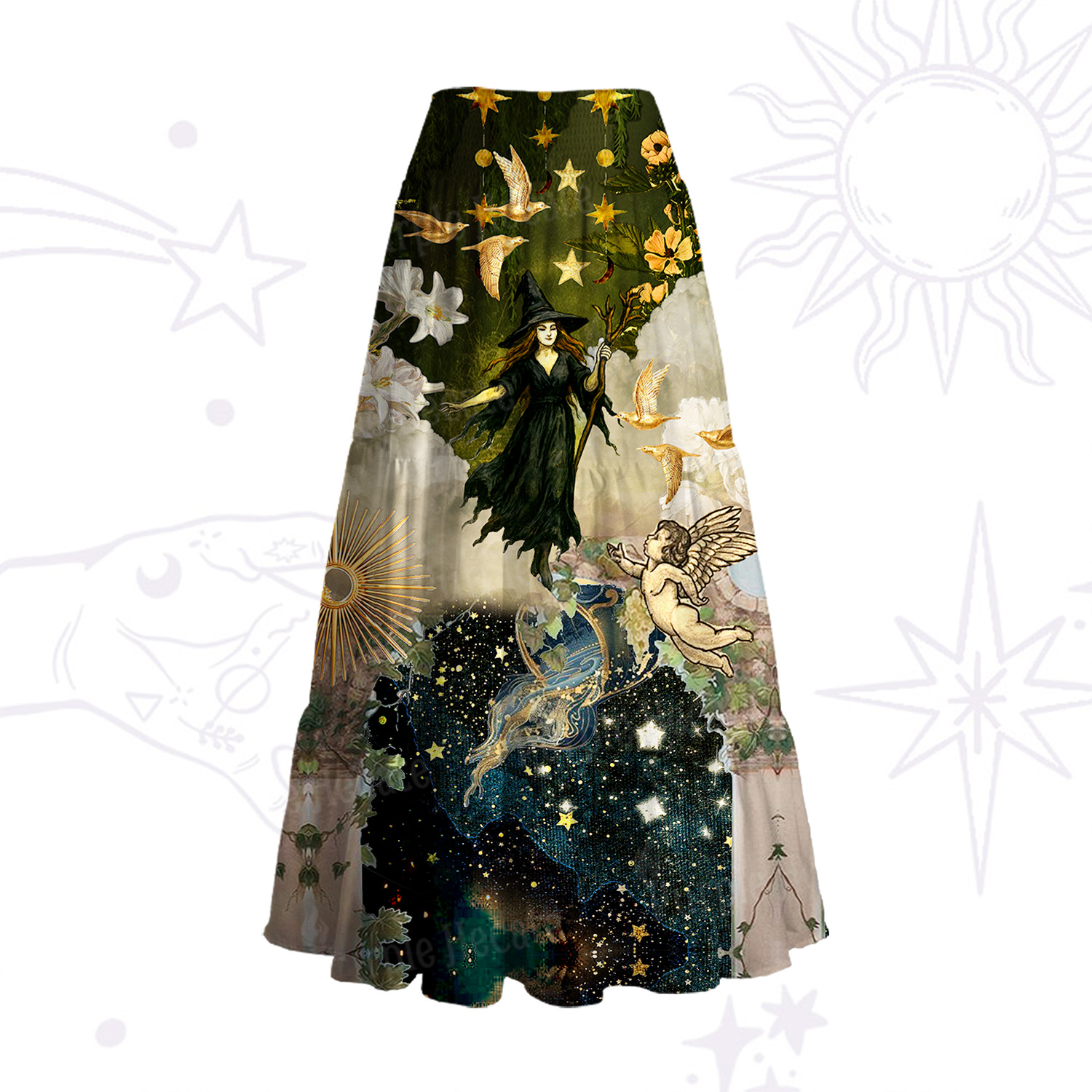 Purplehecate Garden of the Celestial Witch Convertible Maxi Skirt