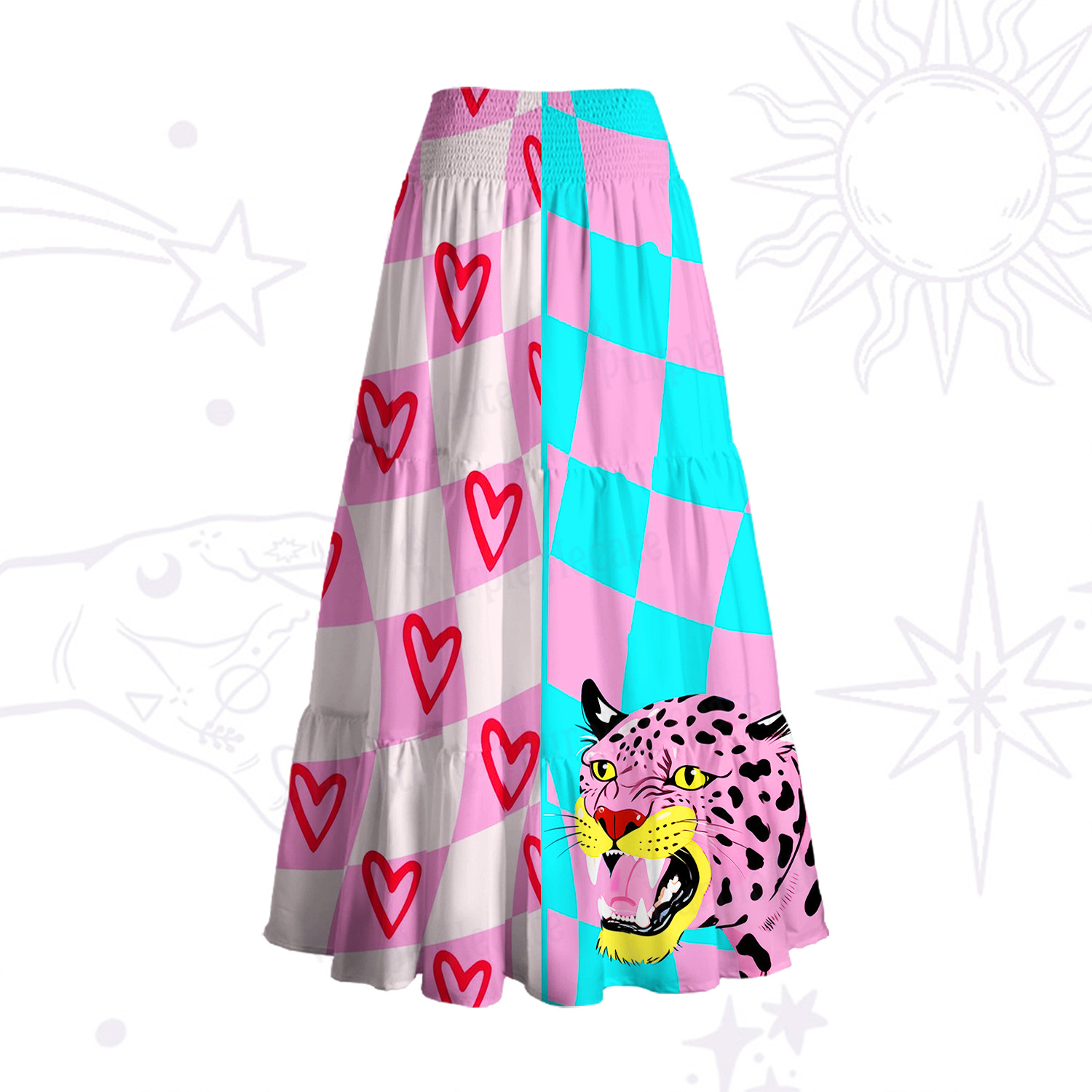 Purplehecate Savage Leopard Evil Eye Convertible Maxi Skirt