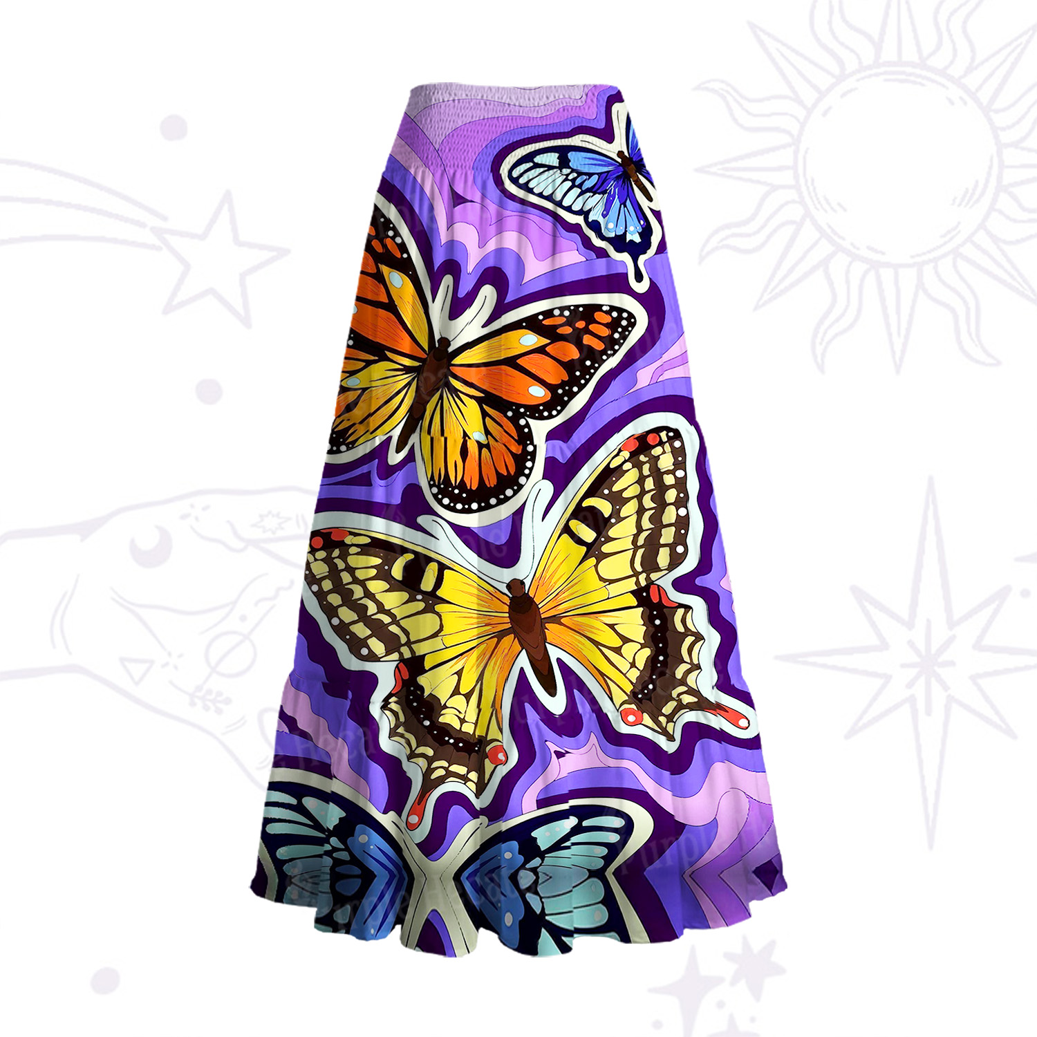 Purplehecate Psychedelic Butterfly Convertible Maxi Skirt