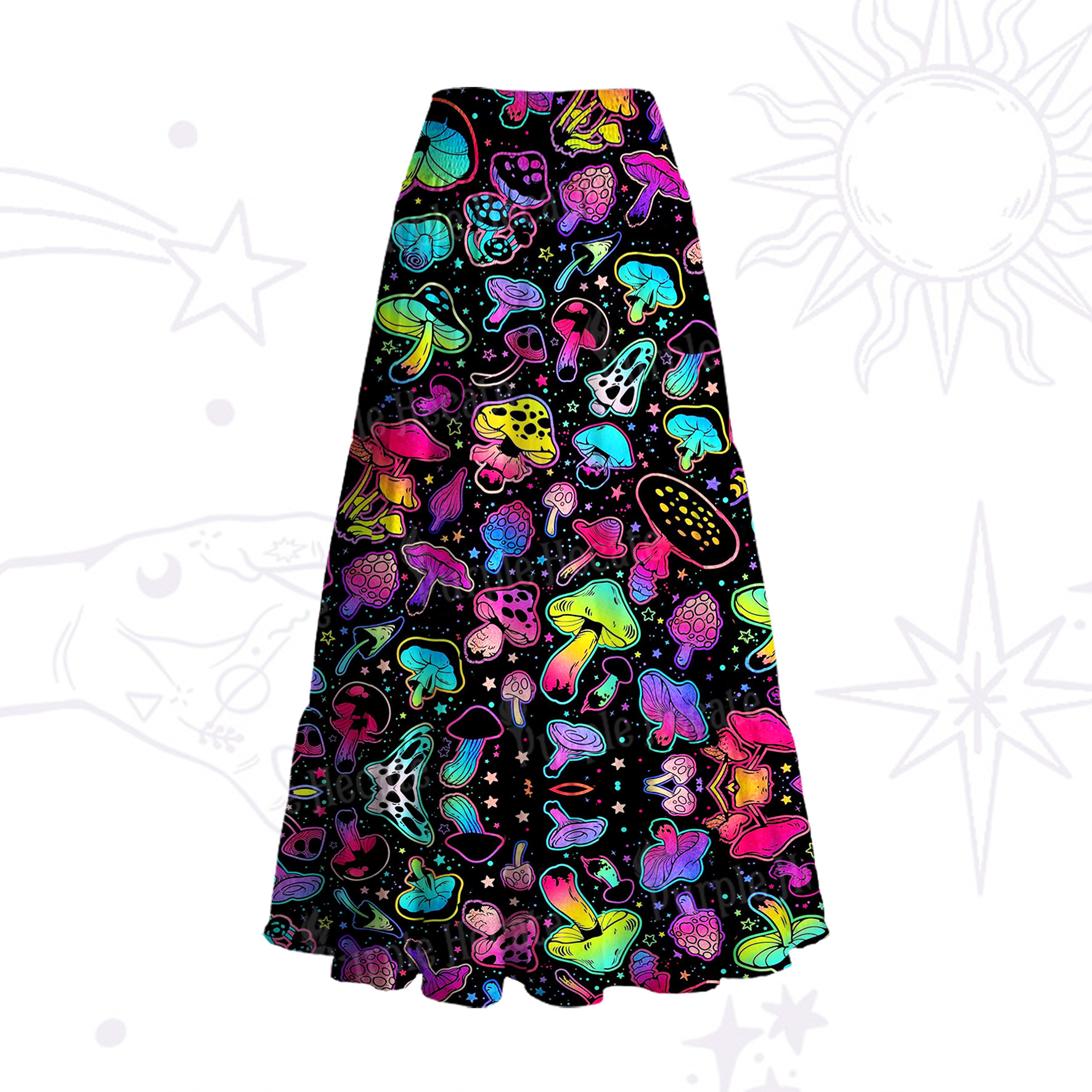 Purplehecate Psychedelic Mushroom Rave Convertible Maxi Skirt