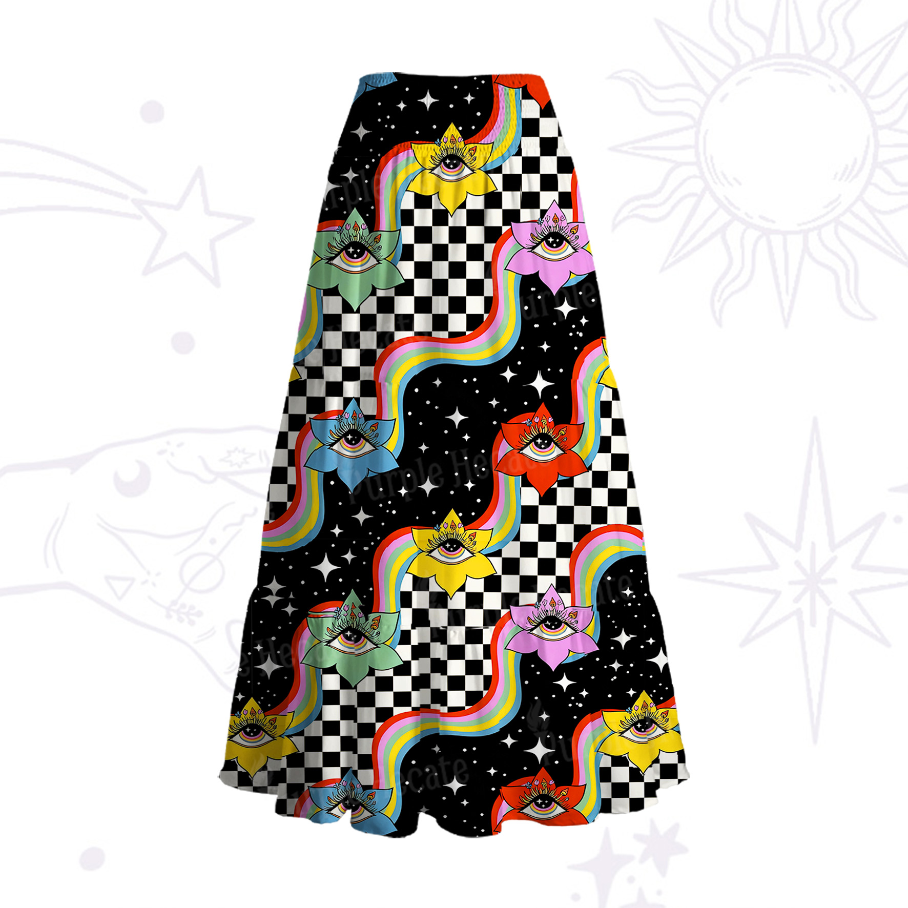 Purplehecate Enchanted Eye Blossom Convertible Maxi Skirt