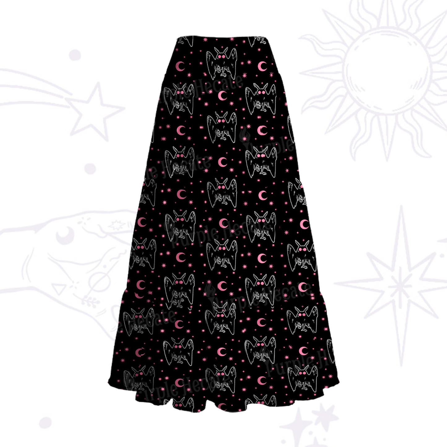 Purplehecate Witchy Mothman Night Convertible Maxi Skirt