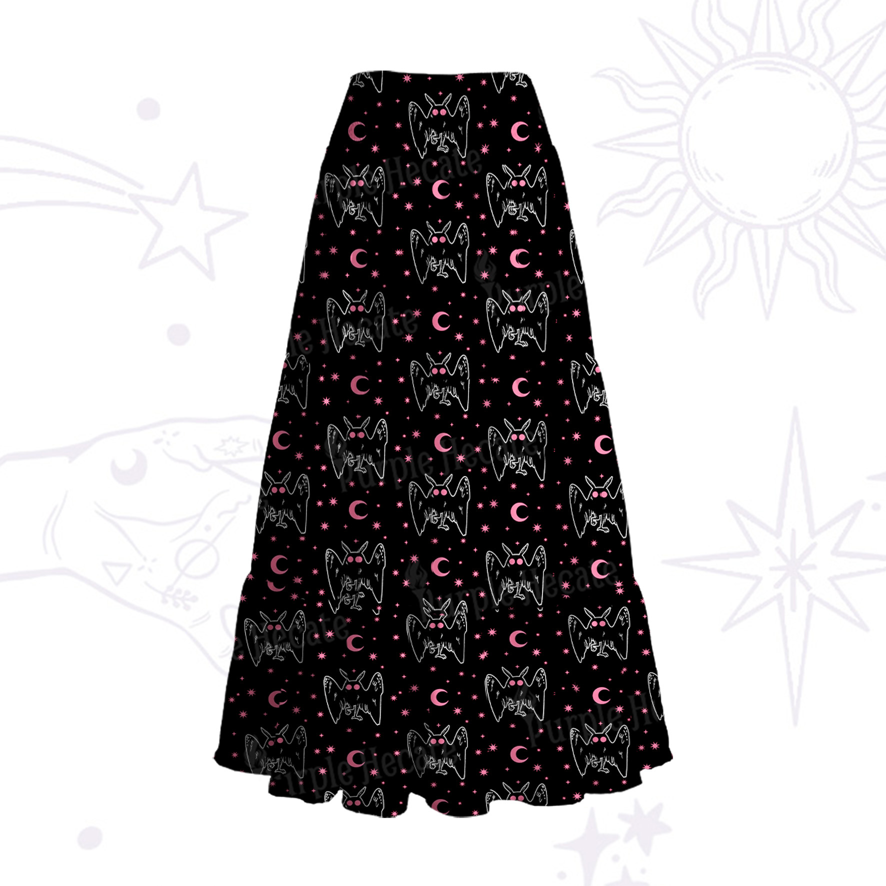 Purplehecate Witchy Mothman Night Convertible Maxi Skirt