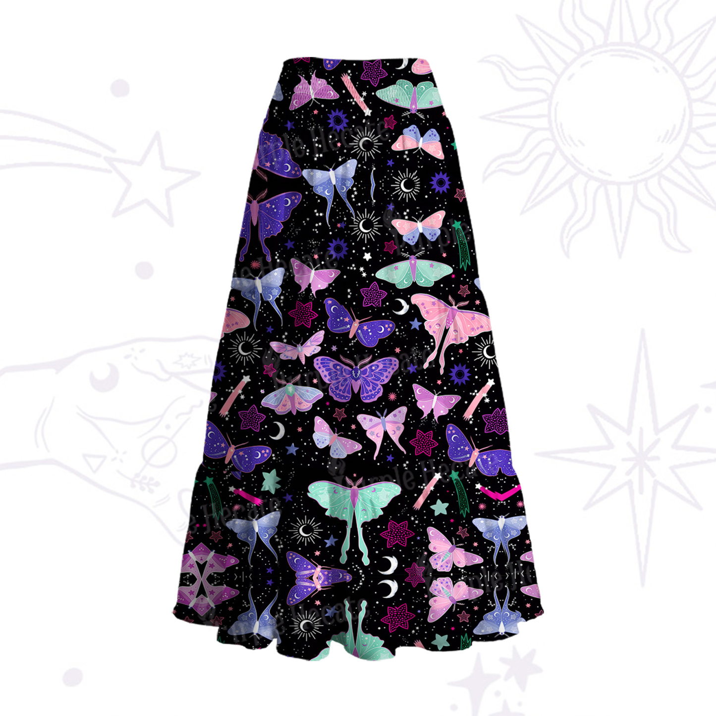 Purplehecate Midnight Moth Convertible Maxi Skirt