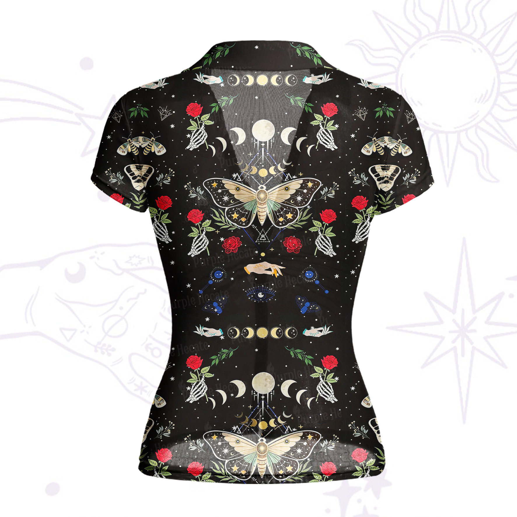 Purplehecate Moonlight Metamorphosis Mesh Button Up Shirt